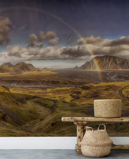 rainbow over hilly landscape wallpaper rainbow over hilly landscape wallpaper