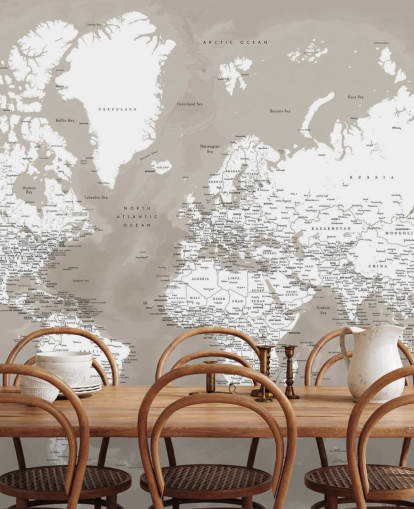 bruin en wit wereldkaart behang bruin en wit wereldkaart behang