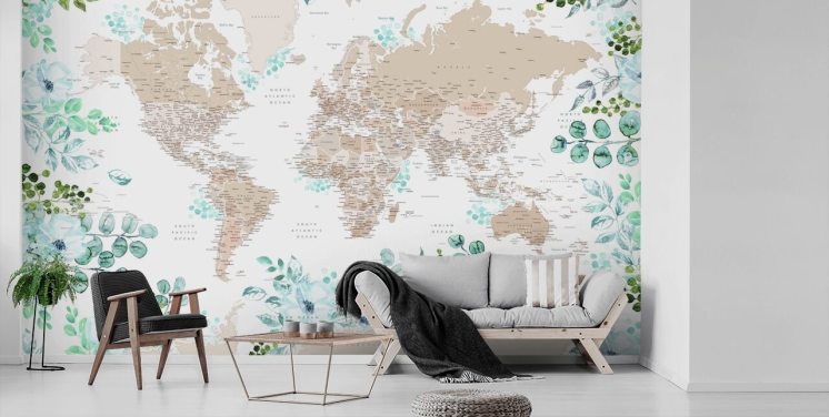 Antarctica Floral Map Map Wallpaper