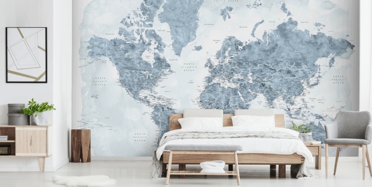 grey and white world map wallpaper