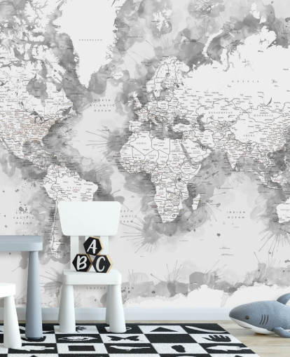 grey and white detailed watercolour painted world map wallpaper grey and white detailed watercolour painted world map wallpaper