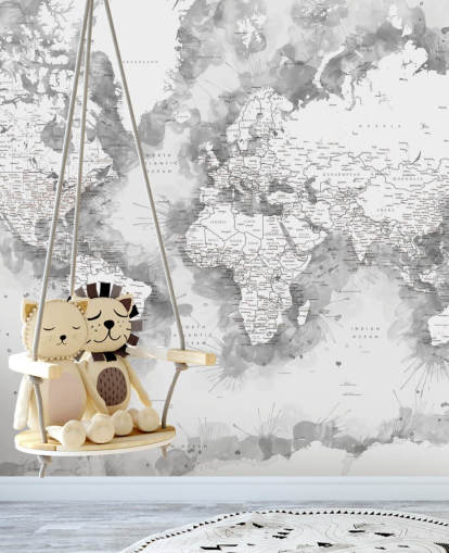 grey and white detailed watercolour painted world map wallpaper grey and white detailed watercolour painted world map wallpaper