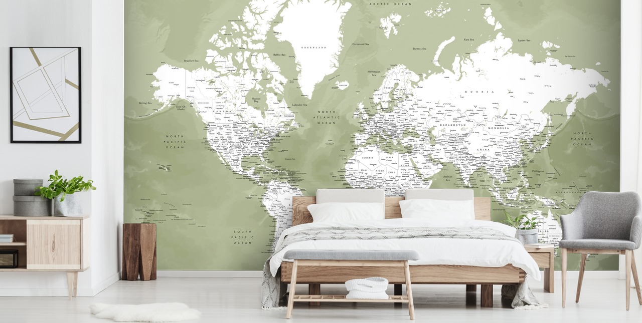 sage green and white watercolour world map wall mural sage green and white watercolour world map wall mural