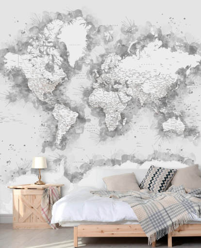 grå akvarell verdenskart med stor del av Antarktis tapet grå akvarell verdenskart med stor del av Antarktis tapet