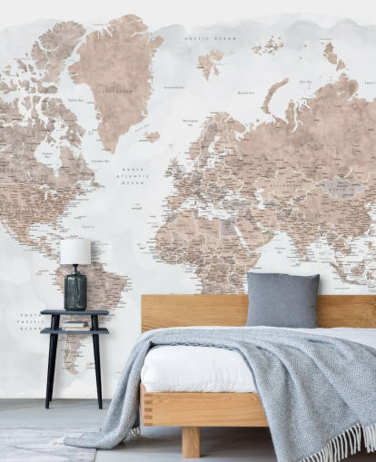 bronzy brown and pale grey watercolour world map wallpaper bronzy brown and pale grey watercolour world map wallpaper