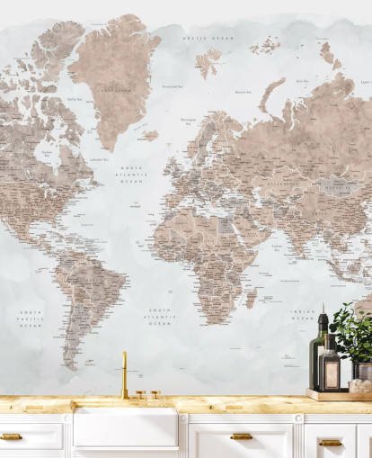 marrom bronzeado e cinza claro aquarela mapa do mundo papel de parede marrom bronzeado e cinza claro aquarela mapa do mundo papel de parede