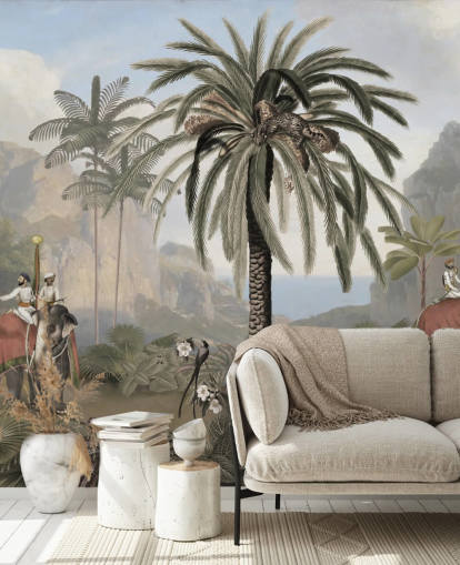 vintage illustrert jungel tapetmaleri kalt Elephant Elegance av Sir Edward for soverom og stuer vintage illustrert jungel tapetmaleri kalt Elephant Elegance av Sir Edward for soverom og stuer