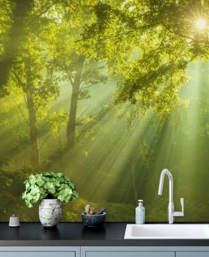 papier peint mural vert personnalisé appelé The Forest of Heaven pour les salons papier peint mural vert personnalisé appelé The Forest of Heaven pour les salons