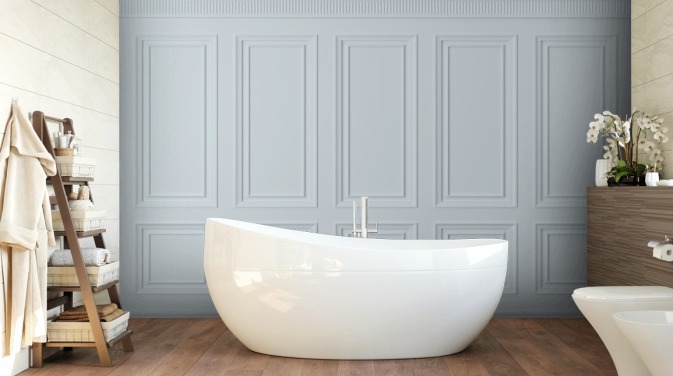 witte paneelbehangmuurschildering op maat genaamd Off White Panel voor eetkamers, keukens en woonkamers