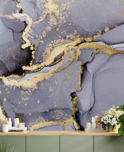 blue and gold watercolor wallpaper mural called Blue with Gold Watercolor for bedrooms, bathrooms and kitchens blue and gold watercolor wallpaper mural called Blue with Gold Watercolor for bedrooms, bathrooms and kitchens