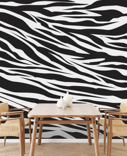 Sort og hvid Zebra Print vægmaleri Sort og hvid Zebra Print vægmaleri