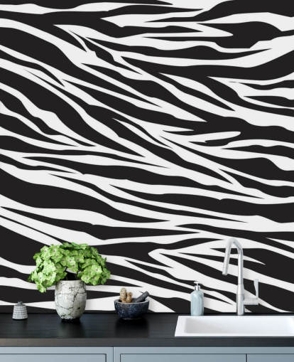 Black and White Zebra Print Wall Mural Black and White Zebra Print Wall Mural