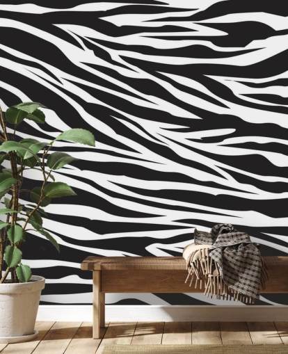 Black and White Zebra Print Wall Mural Black and White Zebra Print Wall Mural