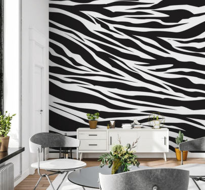 Decorazione murale con stampa zebrata in bianco e nero