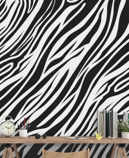 Black and White Zebra Print Wall Mural Black and White Zebra Print Wall Mural