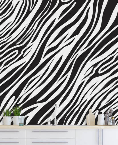 Sort og hvid Zebra Print vægmaleri Sort og hvid Zebra Print vægmaleri