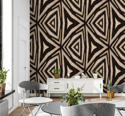 donkerbruin en crème abstract tribal behang