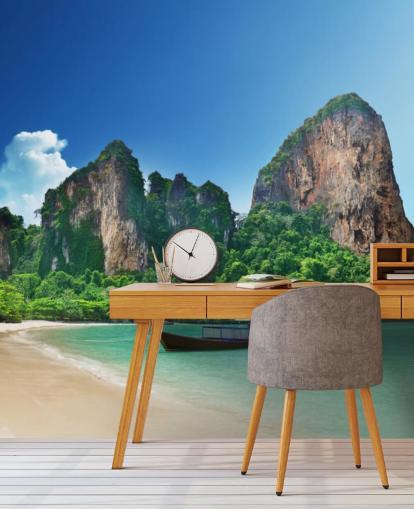 Mural de parede da praia de Railay em Krabi Mural de parede da praia de Railay em Krabi