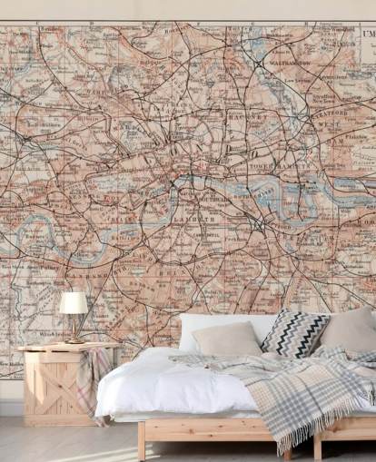 Mural vintage con un mapa de Londres Mural vintage con un mapa de Londres