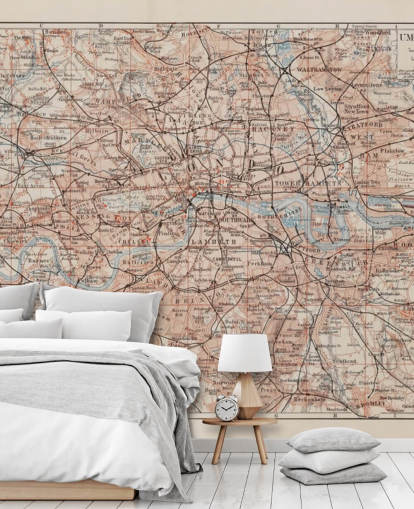 Mural vintage con un mapa de Londres Mural vintage con un mapa de Londres