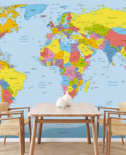 colourful customisable world map wallpaper mural called Colourful World Map for offices and bedrooms colourful customisable world map wallpaper mural called Colourful World Map for offices and bedrooms