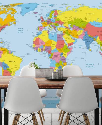 colourful customisable world map wallpaper mural called Colourful World Map for offices and bedrooms colourful customisable world map wallpaper mural called Colourful World Map for offices and bedrooms
