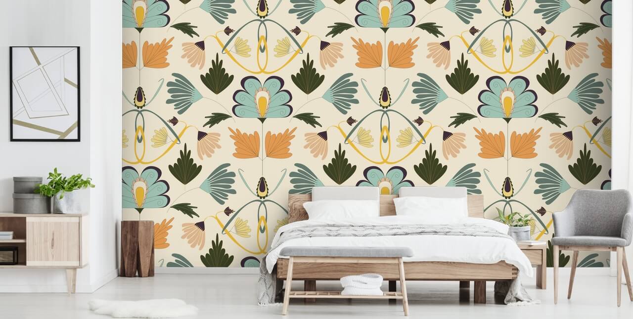 Neustil-Reflexion Vintage Blumen-Tapete