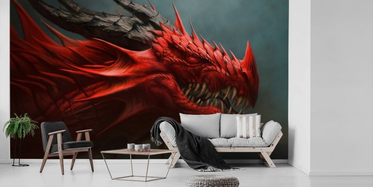Menacing Red Dragon Wallpaper