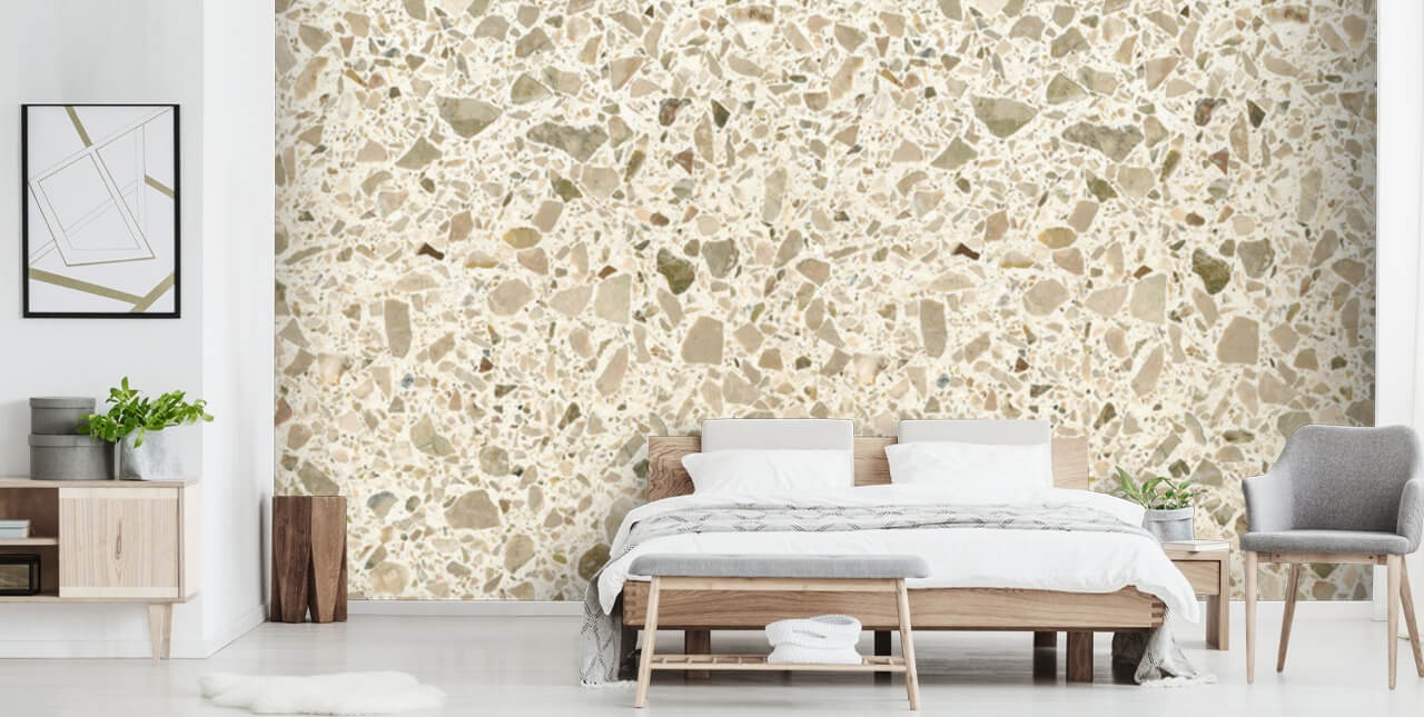 Crème gespikkeld terrazzo behang Crème gespikkeld terrazzo behang