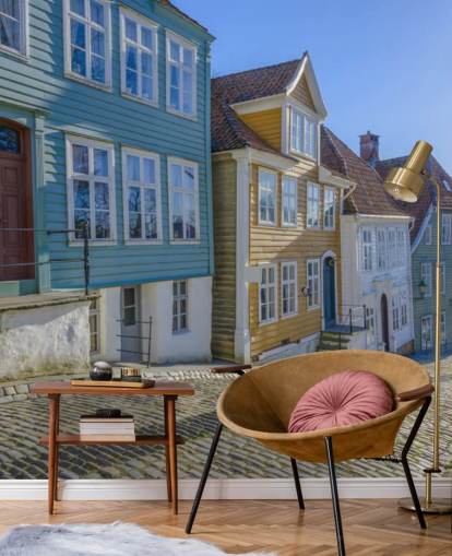 Old Town Bergen, Norway Wall Mural Wallpaper Old Town Bergen, Norway Wall Mural Wallpaper