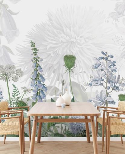 papier peint illustré bleu foxglove papier peint illustré bleu foxglove