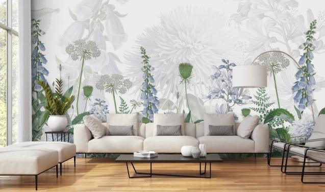 Foxglove Blue Floral Wallpaper