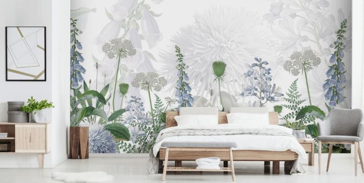 illustrierte blaue Fingerhut Tapete