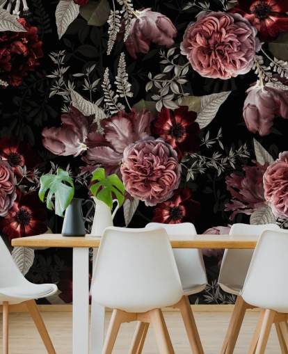 mørk floral peon i rosa tapet mørk floral peon i rosa tapet