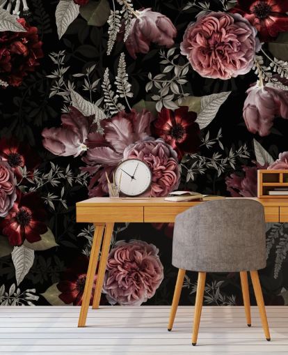 dark floral peony in pink wallpaper dark floral peony in pink wallpaper