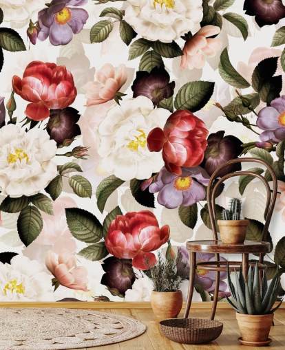 hvit, rosa og lilla floral tapet hvit, rosa og lilla floral tapet