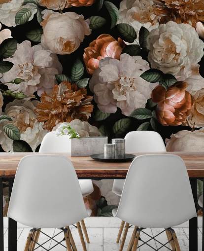 off-white og brassy-rosa blomster tapet off-white og brassy-rosa blomster tapet