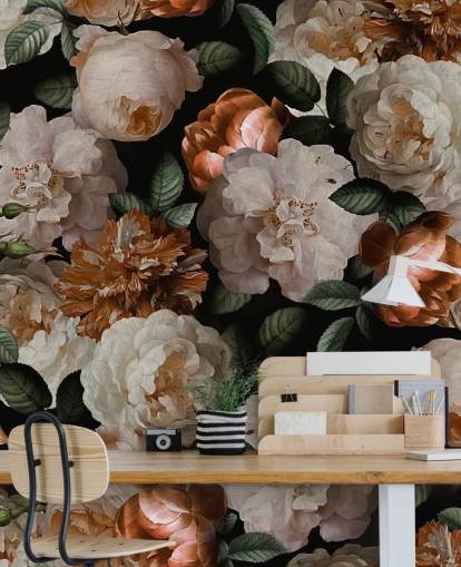 off-white og brassy-rosa blomster tapet off-white og brassy-rosa blomster tapet