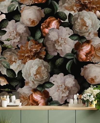 papel pintado flores blanquecino y rosa latón papel pintado flores blanquecino y rosa latón