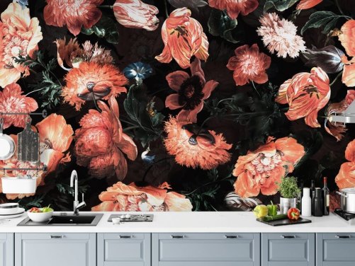 Mellow Red Florals Flower Wallpaper
