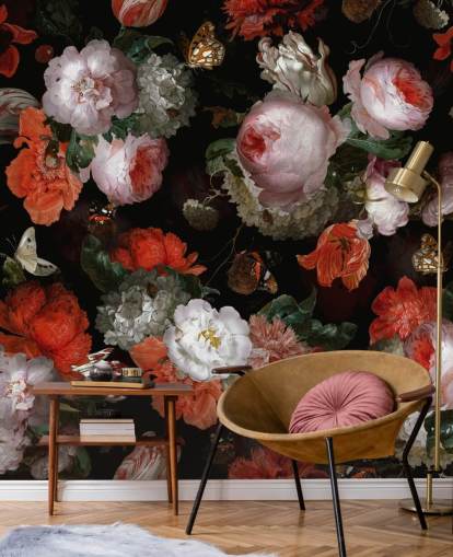 pink roses and red poppies wallpaper pink roses and red poppies wallpaper