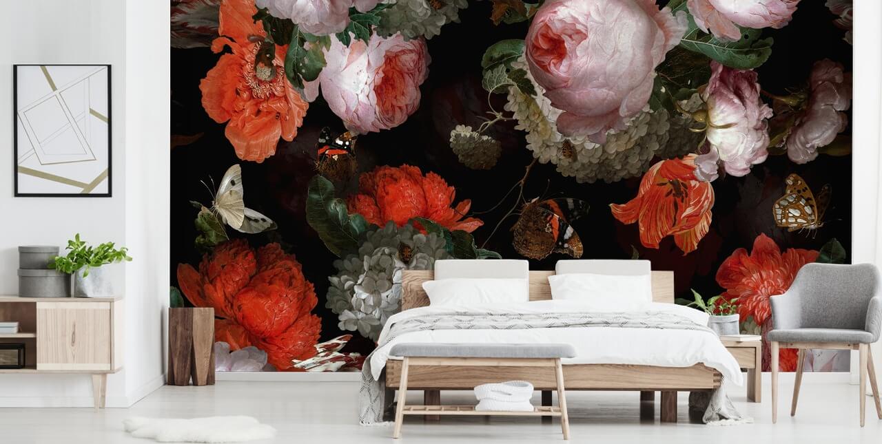 pink roses and red poppies wallpaper pink roses and red poppies wallpaper