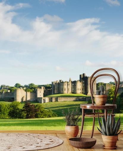 tilpassbart landskapstapetveggmaleri kalt Alnwick Castle for hjemmekontorer, soverom og bedrifter tilpassbart landskapstapetveggmaleri kalt Alnwick Castle for hjemmekontorer, soverom og bedrifter