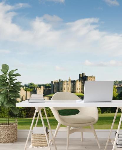 anpassningsbar landskapstapetväggmålning kallad Alnwick Castle för hemmakontor, sovrum och företag anpassningsbar landskapstapetväggmålning kallad Alnwick Castle för hemmakontor, sovrum och företag