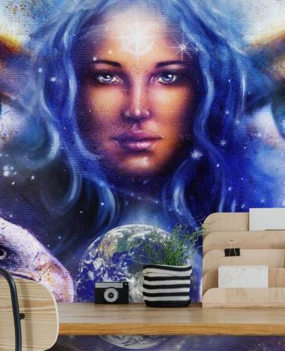 Papier Peint Graffiti Femme Yeux et Eagles Papier Peint Graffiti Femme Yeux et Eagles