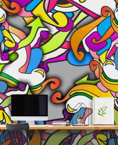 Papier peint Graffiti aux formes colorées Papier peint Graffiti aux formes colorées