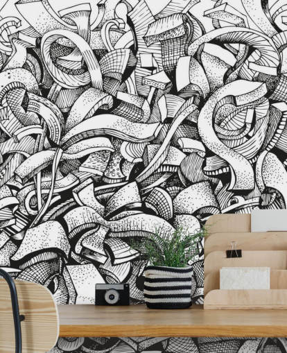 Black and White Drawn Abstract Wallpaper Black and White Drawn Abstract Wallpaper