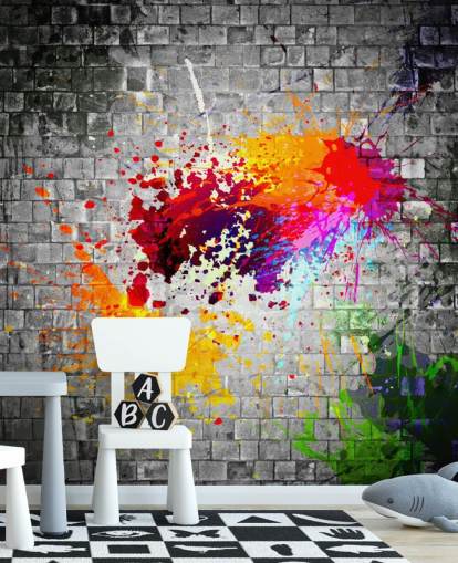customisable graffiti wallpaper mural called Ink Splatter for teen's bedroom customisable graffiti wallpaper mural called Ink Splatter for teen's bedroom