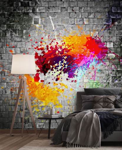 tilpasselig graffiti tapetmaleri kaldet Ink Splatter til teenagerens soveværelse tilpasselig graffiti tapetmaleri kaldet Ink Splatter til teenagerens soveværelse