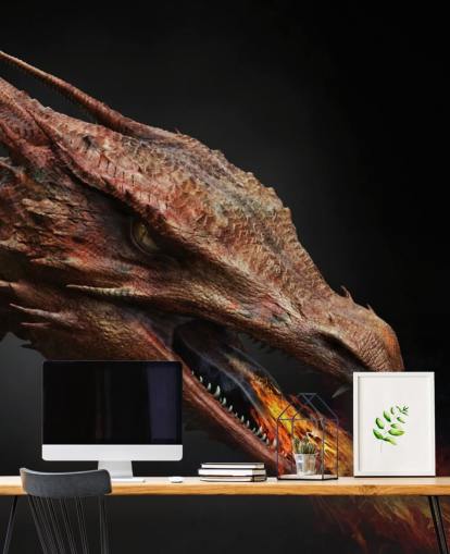 Red Fire Breathing Dragon Mural Red Fire Breathing Dragon Mural